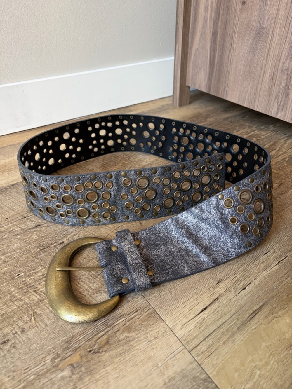 Metallic Chunky Grommet Belt Bohemian Grunge Festival